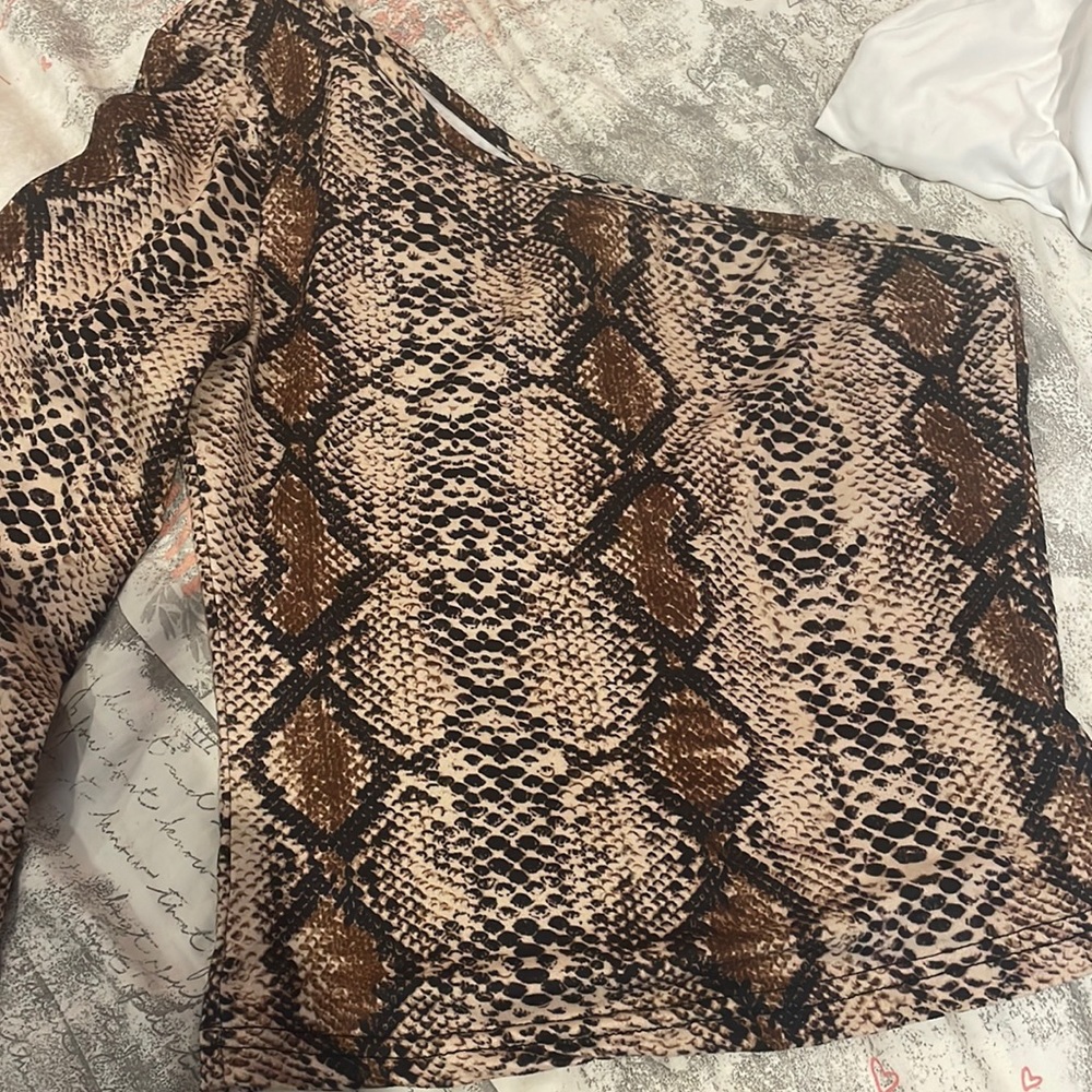 Shein snakeprint one sleeve shirt